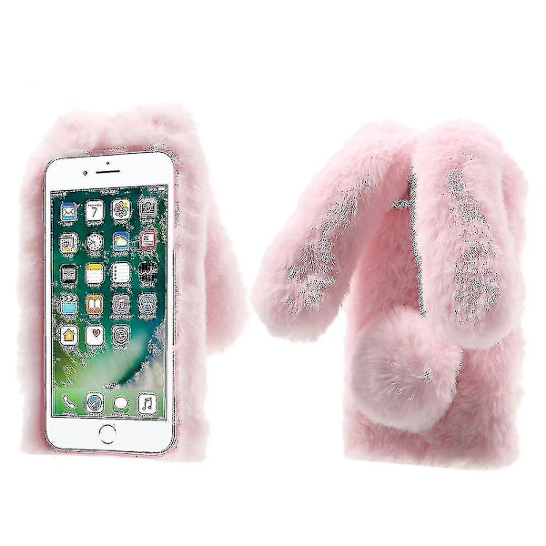 Kaninformad Varm Päls TPU Mobiltelefon Skal För Iphone Se (2020)/se (2022)/8/7 4.7 Tum - Vit -xx Pink