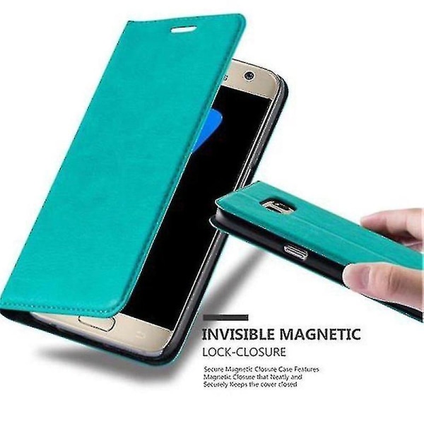 Case till Samsung Galaxy J5 2016 hopfällbart phone case - cover - med stativfunktion och kortfack Färg grön