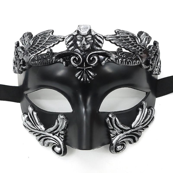 Forntida grekisk spartansk krigare romersk maskeradmask män venetiansk mask bröllopsbollsmask Mardi Gras mask Black Silver