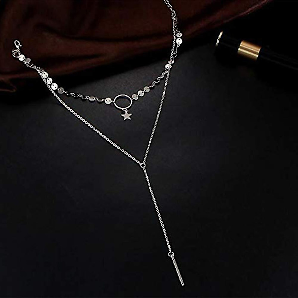 Bohemia Lagdelt Choker Halskæde Guld Disk Choker Stjerne Choker Lariat & Y Halskæde Bar Vedhæng Halskæde (sølv)