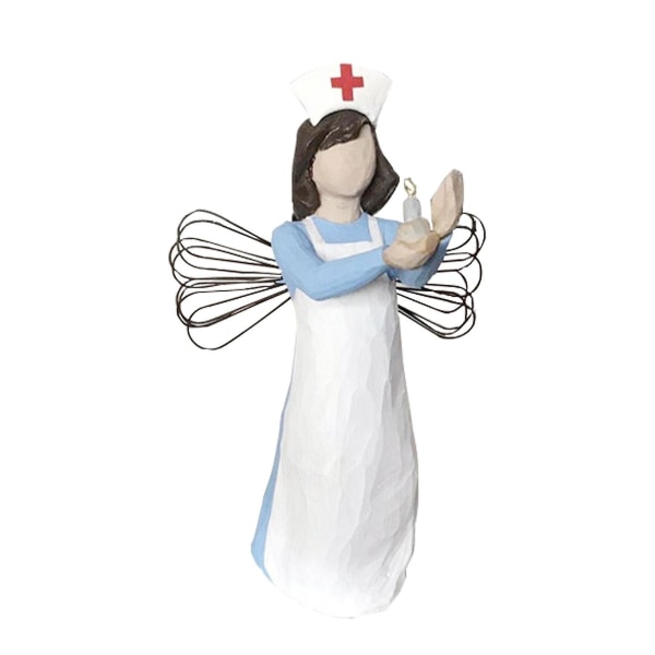 Sykepleier Engel Figur Minnestatue Resin Craft Thanksgiving Skulptur Gave Hjemmeservering B1