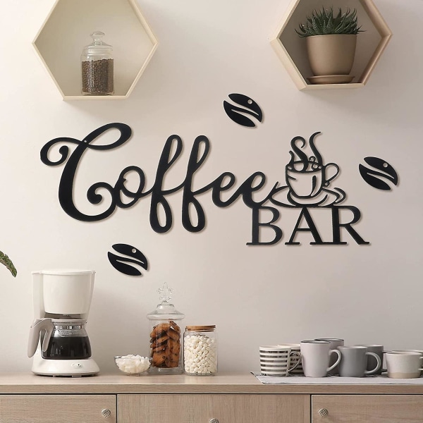 Kaffebarsskylt i metall Rustik kaffebar i smidesjärn Hängande väggdekor Lätt att installera Utsökt utförande Kaesi