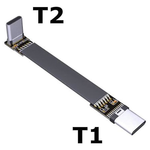 Usb 3.1 Typ C Till Typ C Förlängningskabel 90 Graders Adapter Fpc Fpv Ribbon Platt Usb C Kabel 3a 10gbp
