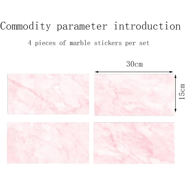 Självhäftande rektangel (rosa, 16 delar) dekorativa plattor för badrum