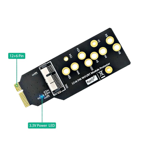 12+6 Pin Wifi Bluetooth Modulskydd Adapter för BCM94360CD BCM94331CD BCM94360CS BCM94360CS2 B.pa