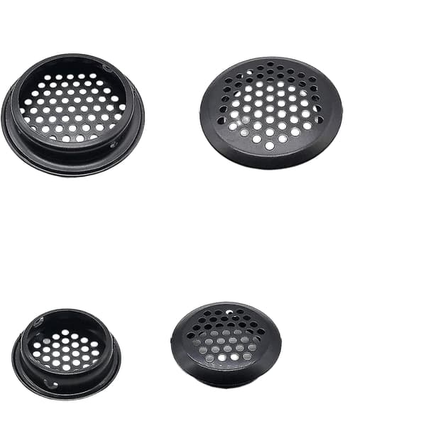 Ventilationsgitter i rustfrit stål, runde, til luftventiler, indvendige, 20 stk, sort