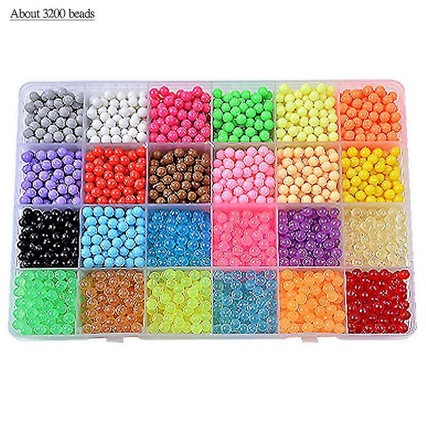 3200 Aquabeads 24 Separata Färgförpackningar Kristallpärlor DIY Set för Barn
