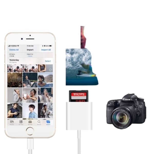 Lightning til SD-kortlæser iPhone Hvid - SD-kortlæser 1-pak