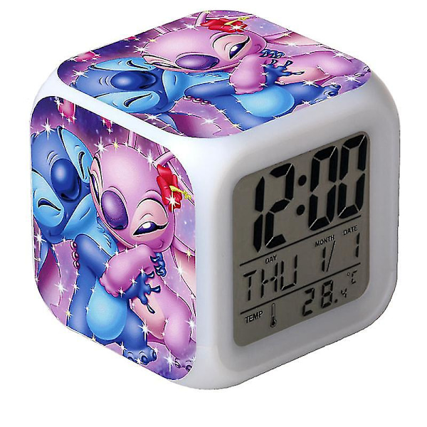 Star Baby Färgglad Väckarklocka LED Stitch Tecknad Enkel Mode Söt Klocka Födelsedagspresent
