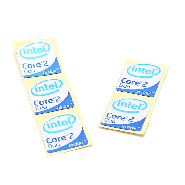 5 stk bærbar stasjonær datamaskin Intel Core 2 Duo klistremerke dekorasjonsetikett