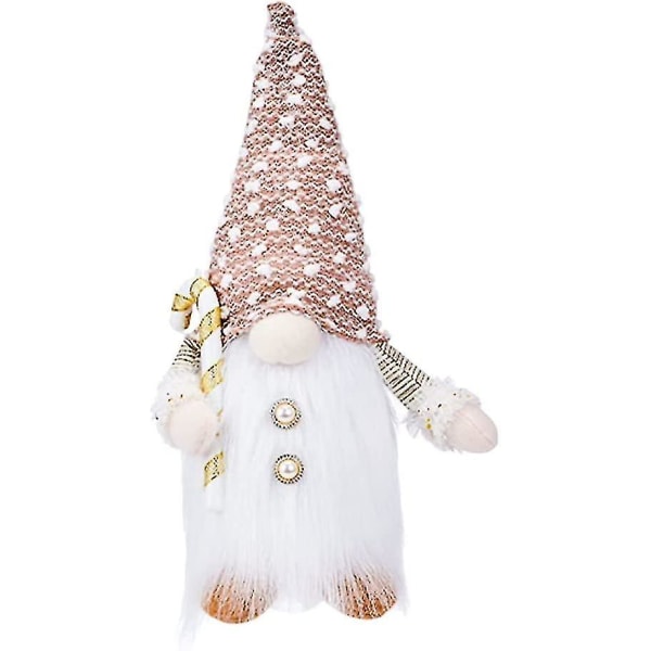 Julepynt Jul Desktop Ornament Langskæg Nisse Med Lys Led Glødende Jul Gnome Sverige Dukke Til Hjemmet khaki