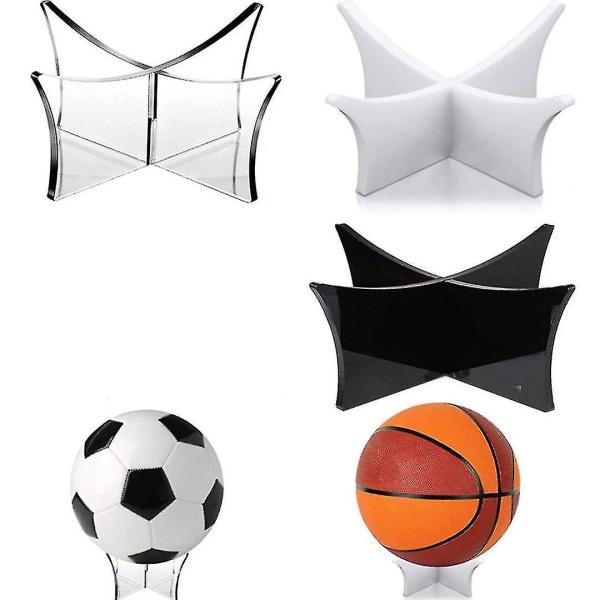 2 stk. boldholdere, basketballstativholder fodboldstativ akryl bolddisplaystativ fodbold akryl boldholderstativ black