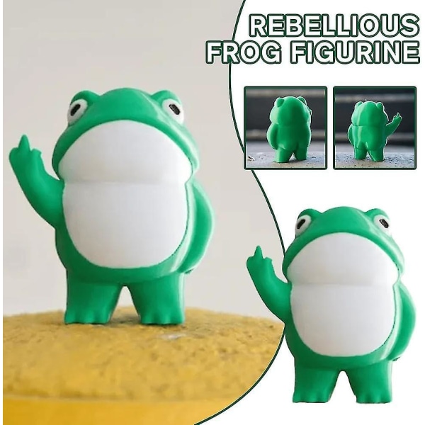 Rebellious Frog Figurine, Cute Frog Garden Statue, Middle Finger Frog Ornament, Mini Frog Figurine, Home Office Borddekoration