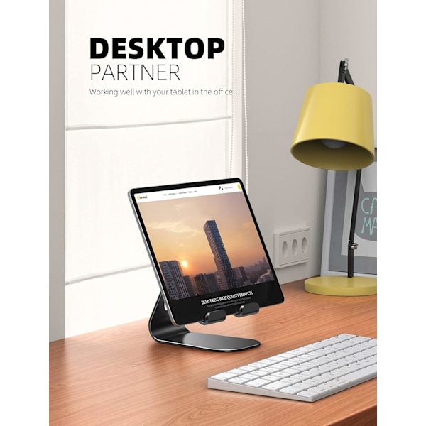 Nettbrettstativ, justerbart nettbrettstativ - universelt stativ for iPad Pro 12.9, 11, 10.5, 9.7, iPad Air mini 2, 3, 4, iPhone og andre nettbrett - svart