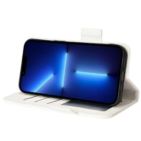 Etui til iPhone 16 Pro Max PU-læder med side-spænde, kortholder, pung og magnet White