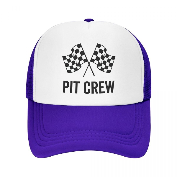 Mode Race Car Pit Crew Rutig flagga Cap för män Kvinnor Justerbar Racing Sport Trucker Hatt Sport Purple Trucker Hat