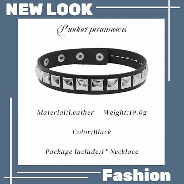 Gothic rock heavy metal läder halskedja accessoarer kan justeras, lämplig för Halloweenfest scenframträdande rollspel kvinnor och män.