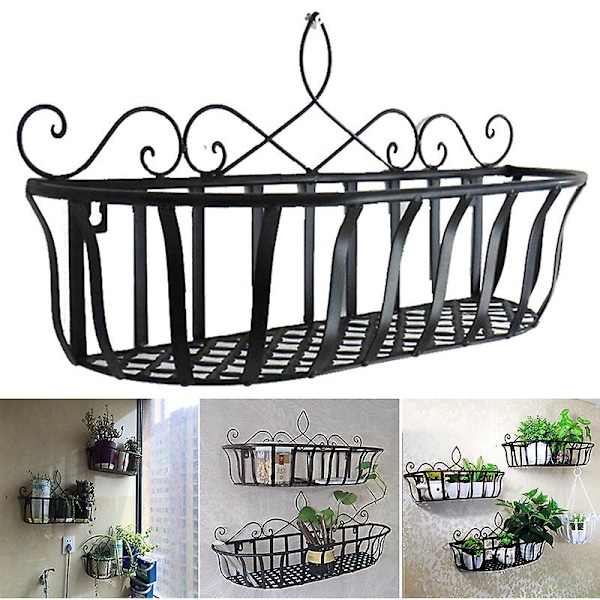 Hengende planterstativ Metalltrådrekkverk Blomsterpotter Holder Stand Dekorativ kunst Veggmontert planter Kurv for hjemmebar