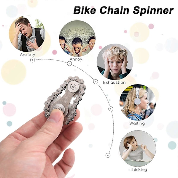 Cykelkæde Gear Fidget Spinner Metal Tandhjul Høj-kvalitets Gyro Rustfrit Stål Nyhed Legetøj silver-gold