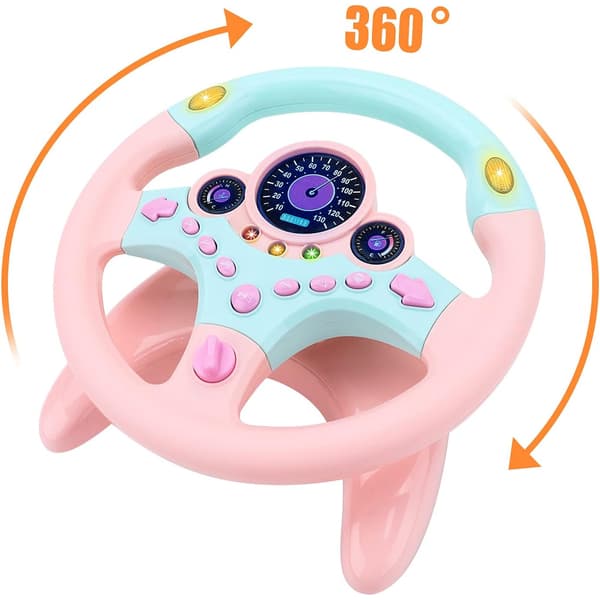 Simulator Körkontroll Simulator Ratt Co-pilot Leksak Pedagogisk Talande Leksak för Barn Liten Ratt Leksak Present Pink