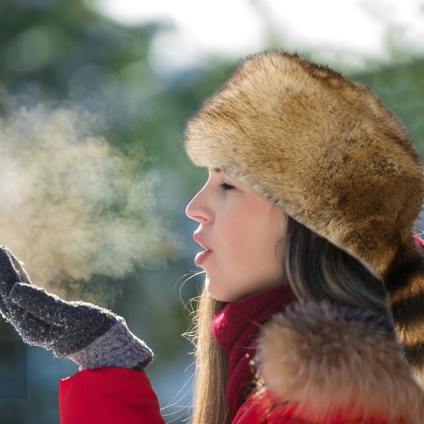 Sijiali-talvihattu tekoturkista pesukarhuhäntä venäläinen pyöreä tasainen korvasuoja Paksutettu syksyinen thermal naisten cap retkeilyyn, one size