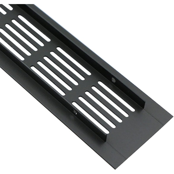 2-pack rektangulärt ventilationsgaller i aluminiumdörr 250x50 mm insektsskydd för husbil, garderob, kök etc. - Svart