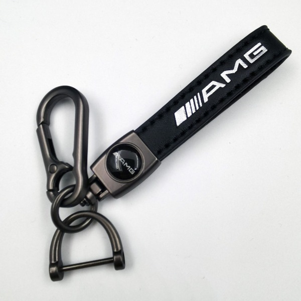 Car Leather Bike Keychain Metal Finish | Heavy Duty nøkkelring | Nøkkelring og krokbeslag Silver Hardware AMG