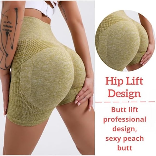 Treningsshorts Butt Lifting Høy Midje Magekontroll Sømløse Yoga Biker Bukser L