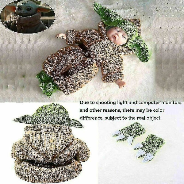 Star Wars Master Yoda Newborn strikket hæklet kostume Photo Prop Outfit Sæt