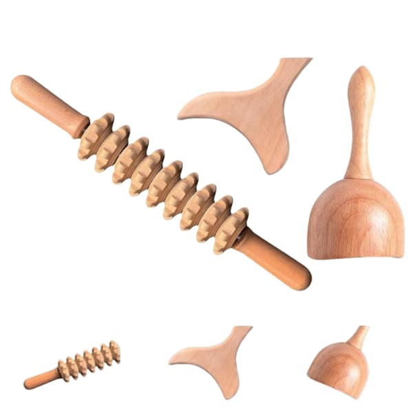 Professionelle træterapi massageværktøjer 3-i-1 Maderoterapi Kit Træmassager Lymfedrænage massager