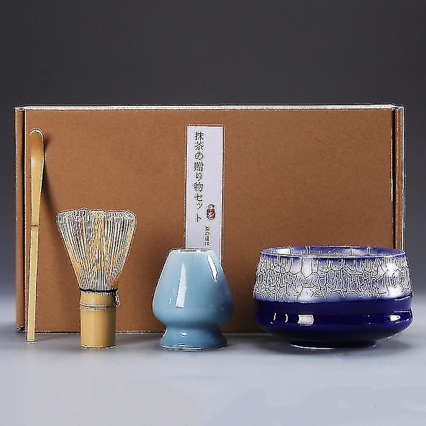 4-delars Matcha-presentset: Traditionell bambu- och keramikmatcha-skål med visp 2