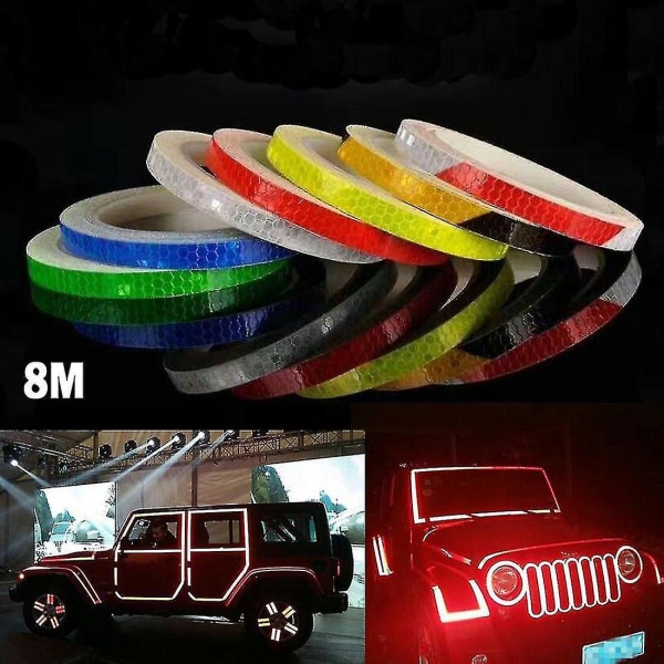 8 Meter Bil Styling Reflexband Tejp Motorcykel Cykel Body Fälg Hjul Stripe Tejp Dekorativa Ns2
