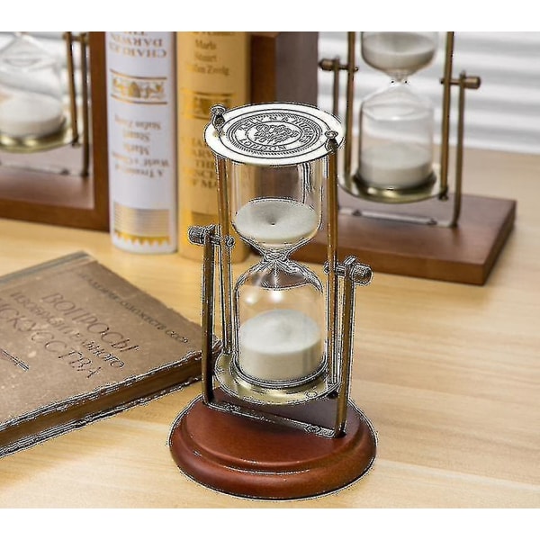 2023- vintage 15 minuters timglas, 360 roterande sandtimerklocka, mässing 15 min glas för hem, skrivbord, kontor, bröllopsdekorativa