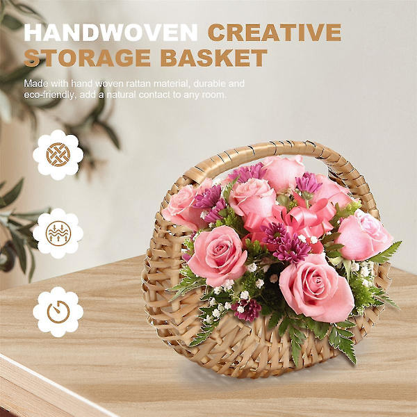 2 st Hand- Blomsterarrangemang Korg Handvävd Blomkruka Förvaringskorg Blomsterflickakorg Hem