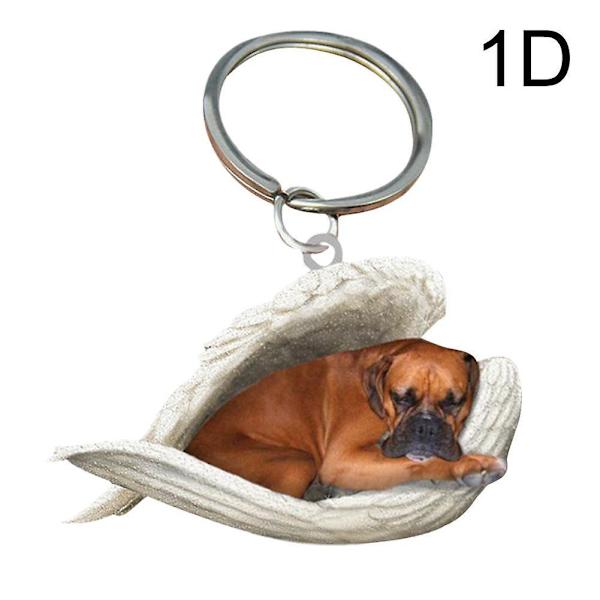 Hengende Ornament Nøkkelring Søt Sovende Engel Hund Ving Pendant Hund Gave Ca Boxer
