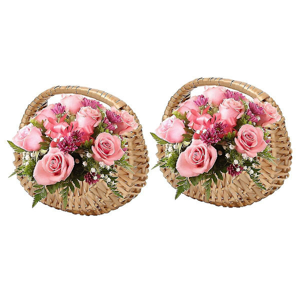 2 st Hand- Blomsterarrangemang Korg Handvävd Blomkruka Förvaringskorg Blomsterflickakorg Hem
