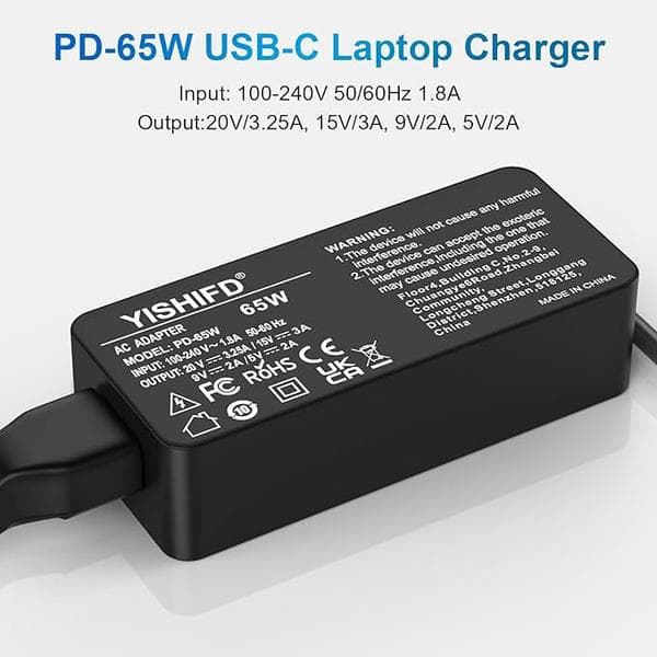 65W USB C Strøm Laptop-oplader til Lenovo ThinkPad Huawei