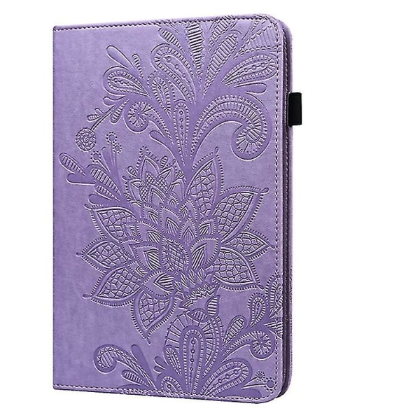 För Samsung Galaxy Tab S2 9.7 T810/t815 Spetsblompräglingsmönster Horisontellt case med hållare & kortplatser & plånbok & fotoram Purple