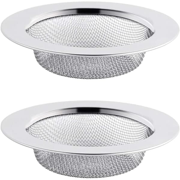 2 st diskbänksil i rostfritt stål, 7,5 cm avloppssil, diskho sil, diskbänksfilter