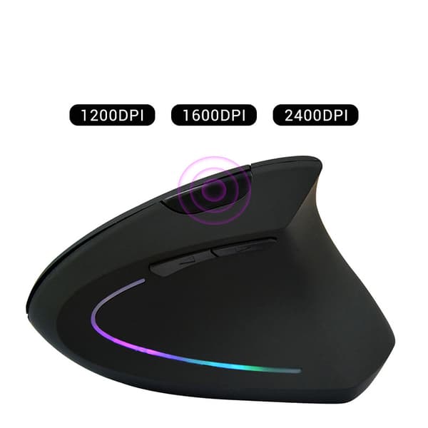 2.4G Trådløs Vertikal Ergonomisk Optisk Mus - Sort