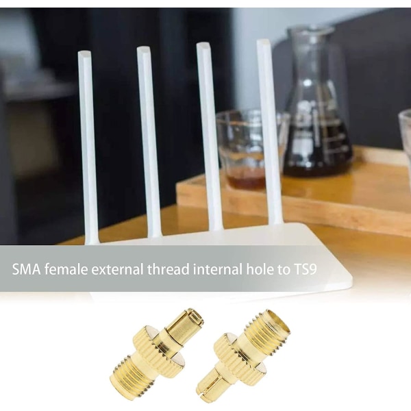 2x Sma hunn til Ts9 hann Rf-adapter Gullbelagte koaksialkontakter for antenner kringkasting Wi-fi trådløse LAN-enheter