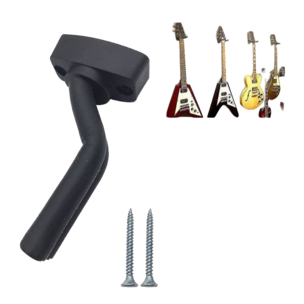 5-pack Svart Gitarrhängare Väggfäste med Skruvar Passar Gitarrer