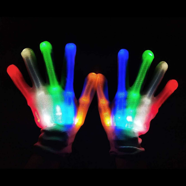 LED-hansker, lysende skjeletthansker med 5 farger og 6 blinkende moduser, Halloween, jul, bursdag, cosplay, festival, festgave, beste gaver for