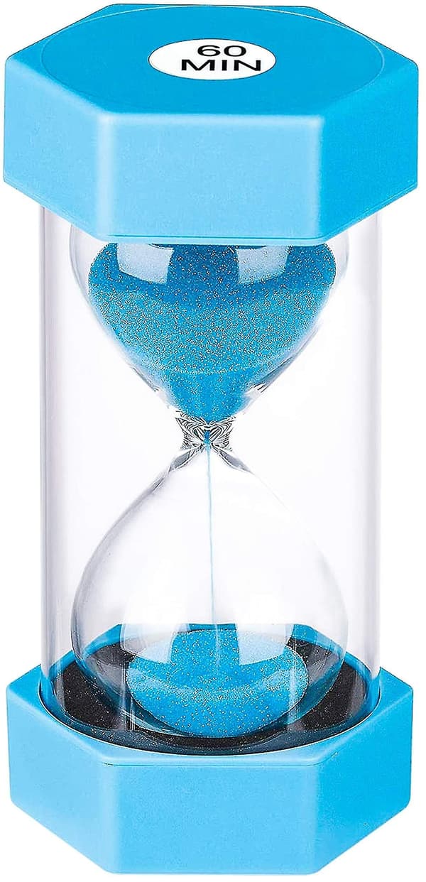 Timeglas Sand Timer 60 Minutter: Plastik Sandur, Kæmpe Blå Sandur, Arena 60 Min