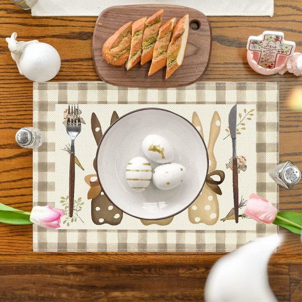 Vintage Hyvää pääsiäistä Pöytämatot Kevään pääsiäispöytämatot Vintage ruokapöytäkoristeet Bunny Chick pääsiäisloman pöytämatot keittiön ruokailuun Deco A