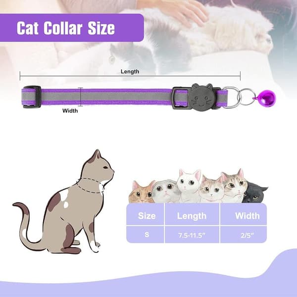 Reflekterande katthalsband med bjällra, 12-pack, Breakaway Cat Co