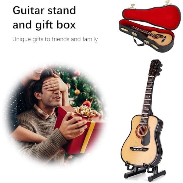 15 cm Trä Miniatyr Gitarr Prydnad Mini Musikinstrument