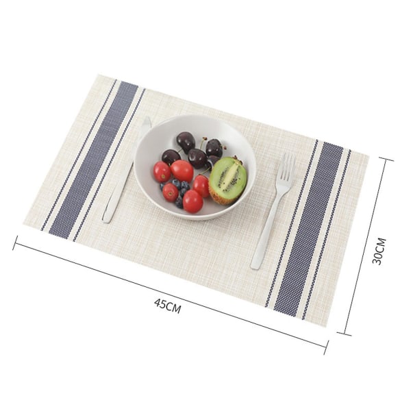 Spisebord dekkeunderlag Vanntett varmebestandig bordmatte Stilig stripete mønster dekkeunderlag for hjemmekjøkken Blue1