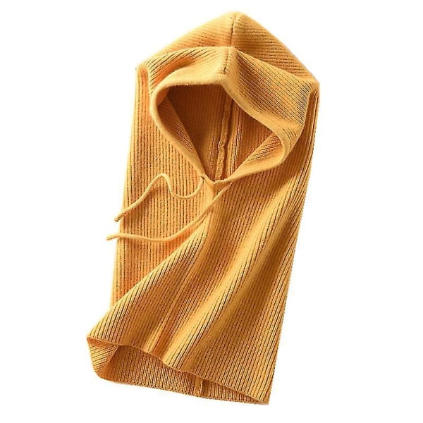 Dam Vintermössa Cashmere Stickad Hooded Scarf Kvinna Balaclava För Dam Vindtät varm cap Yellow