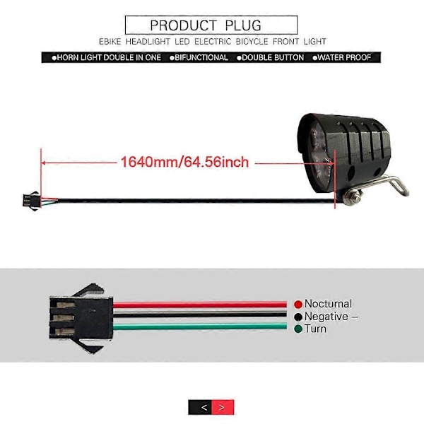 36V-60V E-cykel Strålkastare EScooter LED Framlampa Elcykel Motorcykel Vattentät Horn S Black